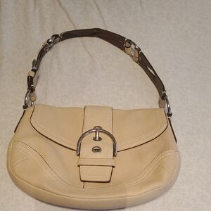 Coach Beige Shoulder Bag..silver accents.